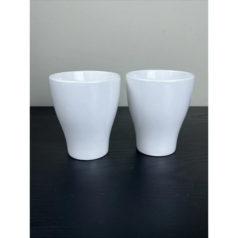 Set of 2 IKEA White Ceramic Stackable Coffee Tea Cups Mugs‎
